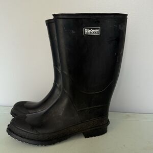 LaCrosse USA Pull On Black Rubber Work Rain Boots Youth Size 6 / Women's 7.5